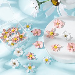 24個6スタイルスプレー塗装合金ペンダント  花/デイジー＆花  ミックスカラー  20.5~25x16.5~22x4~6mm  穴：1.8~2mm  4個/スタイル&nbsp;FIND-LS0001-70