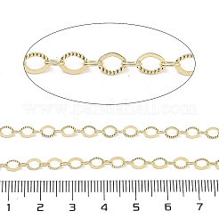 真鍮製の楕円形のリンクチェーン  ハンダ付け  カドミウムフリー＆ニッケルフリー＆鉛フリー  スプールで  ゴールドカラー  3.5x2.5x0.5ミリ＆5x3.5x0.5mm  約32.81フィート（10m）/ロール&nbsp;CHC-G024-02G
