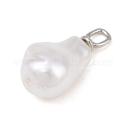 Brass & ABS Plastic Imitation Pearl Pendants&nbsp;PL-CBAFE9C-07
