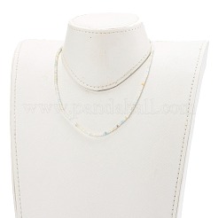 Rondelle Natural Morganite Beaded Necklaces&nbsp;NJEW-JN03404-01