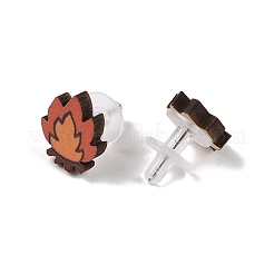 感謝祭のスタッドピアスセット  木と鋼の針付き  プラチナ  13.5x15mm&nbsp;EJEW-U016-01P-04
