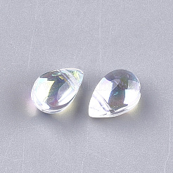 クリアガラスチャーム  ABカラーメッキ  ティアドロップ  クリアAB  9x6x6mm  穴：0.5mm&nbsp;GGLA-S042-05B