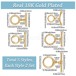 ネックレスブレスレットアクセサリー用真鍮マンテル10個5スタイル  18KGP本金メッキ  13~19.5x10.5~15.5x1.5~3mm  穴：1~1.6mm  2個/スタイル&nbsp;KK-SC0007-42