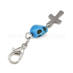 Synthetic Turquoise Skull Pendant Decorations&nbsp;HJEW-JM03808-02