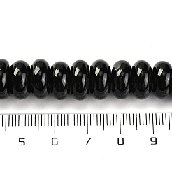 天然黒瑪瑙（染色・加熱）ビーズ連売り  ロンデル  12.5x6mm  穴：1mm  約62個/連  14.96''（38センチメートル）&nbsp;G-G177-F01-02