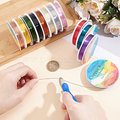 12 Rolls 12 Colors Round Copper Jewelry Wire&nbsp;CWIR-BBC0001-09