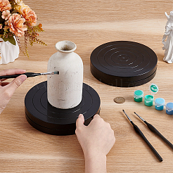 Flat Round Mini Plastic Rotated Turntable Sculpting Pottery Wheel&nbsp;CELT-WH0007-002A