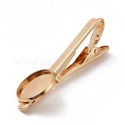 Brass Tie Bar Clips Tie Pins with Blank Cabochon Settings&nbsp;KK-A159-01KCG