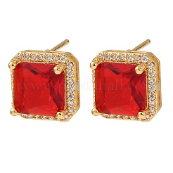 Brass Micro Pave Cubic Zirconia Stud Earrings for Women&nbsp;EJEW-F418-14G