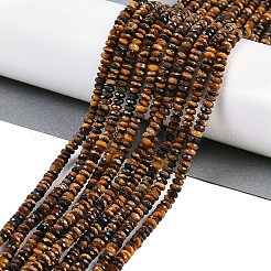 天然石タイガーアイビーズ連売り  多面カット  ロンデル  4x2mm  穴：0.6mm  約80個/連  15.55''（39.5センチメートル）&nbsp;G-P553-F03-01