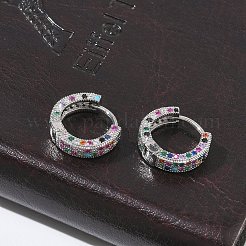 Brass Micro Pave Cubic Zirconia Hoop Earrings for Women&nbsp;EJEW-A167-19P-01