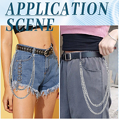 Alloy Double Layer Chain Belts for Pants&nbsp;AJEW-WH20018-130P
