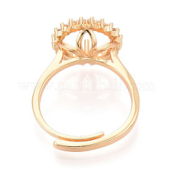 Round Brass Micro Pave Clear Cubic Zirconia Adjustable Ring Settings&nbsp;KK-T076-28G