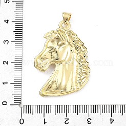 真鍮チャーム  馬のお守り  18KGP本金メッキ  36x25x3mm  穴：3x2.5mm&nbsp;KK-B177-08C-G