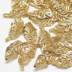 真鍮チャーム  カドミウムフリー＆ニッケルフリー＆鉛フリー  葉  18KGP本金メッキ  21x9.5x2mm  穴：1.5mm&nbsp;KK-S347-100
