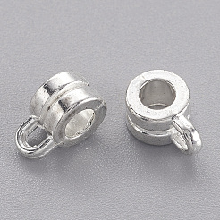 チベット風チューブベイル  ループベイル  保釈ビーズ  カドミウムフリー＆鉛フリー  コラム  銀  9x6x4mm  穴：1.8mm  3mm内径&nbsp;X-TIBE-N011-002S-RS