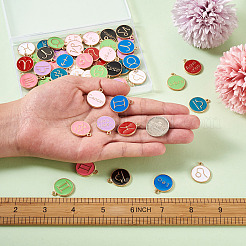 9セット9色合金エナメルペンダント  星座とフラットラウンド  ミックスカラー  22x18x2mm  穴：1.5mm  約12個/セット  1セット/カラー&nbsp;ENAM-CD0001-11