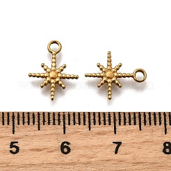 イオンプレーティング（IP）304ステンレススチールチャーム  スターのチャーム  ゴールドカラー  12.5x10x1.3mm  穴：1.5mm&nbsp;STAS-F293-42G-1