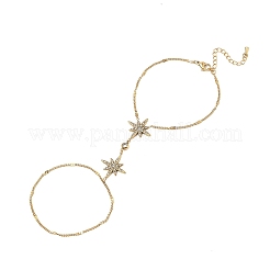 Summer 304 Stainless Steel Crystal Rhinestone Star Link Hand Chain Ring Bracelets for Women&nbsp;SA-CBAAE04-04G