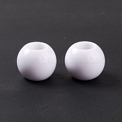 オペークアクリルヨーロピアンビーズ  大穴ビーズ  ロンデル  ホワイト  12x9.5mm  穴：5.5mm&nbsp;OPDL-C002-11B