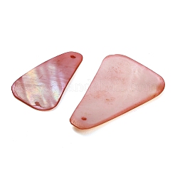 染めの天然シェルペンダント  三角形のチャーム  鮭色  33~36.5x23.5~29x1~2.5mm  穴：1.2mm&nbsp;SHEL-C010-13A