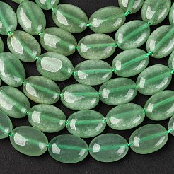 天然のグリーンアベンチュリンフラットオーバルビーズ連売り  14x10x6mm  穴：1mm  約29個/連  15.7インチ&nbsp;G-M206-22