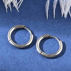 変色しにくい202ステンレススチール製フープピアス  低刺激性のイヤリング  316サージカルステンレスピン付き  ステンレス鋼色  12ゲージ  14x2mm  ピン：1mm&nbsp;X-EJEW-F111A-14mm-P