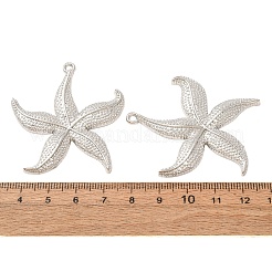 合金のチベット風チャーム  ヒトデ  鉛フリー＆カドミウムフリー  プラチナ  48x43x3mm  穴：2.5mm&nbsp;TIBEP-24003-P-RS