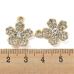 UVメッキ合金クリスタルラインストーンペンダント  花のチャーム  ゴールドカラー  19.5x16x4mm  穴：2.2mm&nbsp;ALRI-C009-02G