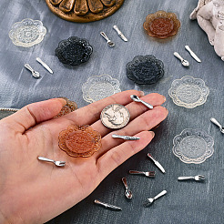 12Pcs 3 Colors Plastic Plate & 36Pcs 3 Styles Resin Tableware Miniature Ornaments&nbsp;DIY-TA0015-50