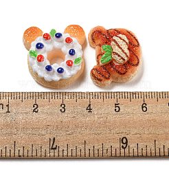 模造食品樹脂デコデンカボション  クマパン  混合図形  ミックスカラー  18~26.5x20~31x11~13mm&nbsp;X-CRES-R199-04