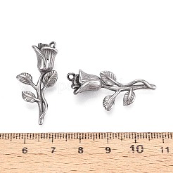 304ステンレスペンダント  バラの花のチャーム  ステンレス鋼色  33~34x16x8mm  穴：1.6mm&nbsp;STAS-T072-137P