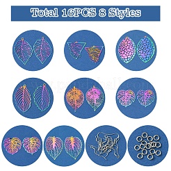 DIY Leaf 201 Stainless Steel Etched Metal Embellishments Dangle Earring Jewelry Making Kits&nbsp;DIY-FS0007-45