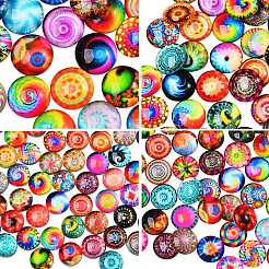 280Pcs 4 Styles Flat Back Glass Cabochons&nbsp;GGLA-SZ0001-32