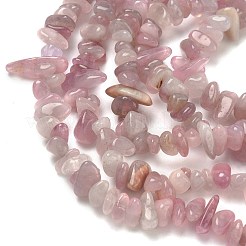 チップ状の天然マダガスカル産ローズクォーツビーズ連売り  4~6x8~12x2~4mm  穴：1mm  約32インチ&nbsp;X-G-M344-50A