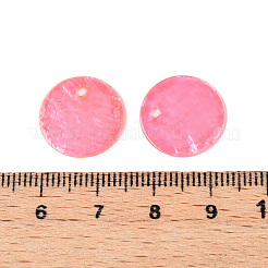天然シェルペンダント  マザーオブパールシェルディスクチャーム  染め  ショッキングピンク  15x0.5~1mm  穴：1.4~1.5mm&nbsp;LS-BSHE-WH0014-01B