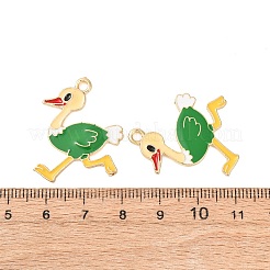 合金エナメルチャーム  ダチョウのチャーム  ライムグリーン  ゴールドカラー  28x25x2mm  穴：2mm&nbsp;FIND-P035-17G