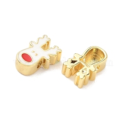 クリスマス真鍮エナメルビーズ  鉛フリー＆カドミウムフリー  長持ちメッキ  18KGP本金メッキ  ラックめっき  鹿  15x10x5mm  穴：2mm&nbsp;KK-I474-G14