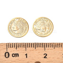 真鍮製チャーム  フラットラウンドい人間的な魅力  カドミウムフリー＆鉛フリー  24KGP本金メッキ  11x0.8mm  穴：1mm&nbsp;KK-F907-16G