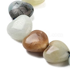天然フラワーアマゾナイトビーズ連売り  ハート  11~11.5x12x6mm  穴：1.1mm  約36個/連  15.35インチ（39cm）&nbsp;G-B022-29C