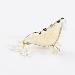 インテリアオーナメントパーツ  手作りランプワーク表示の装飾  セイウチ  モカシン  28~33x10~13x18~20mm&nbsp;LAMP-J084-22