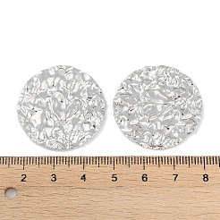 変色しない304ステンレススチールペンダント  テクスチャー フラット ラウンド チャーム  ステンレス鋼色  30x2.2mm  穴：2.3mm&nbsp;STAS-C106-14P