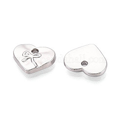 ラックメッキ合金ペンダント  ちょう結びのチャームが付いたハート  カドミウムフリー＆鉛フリー  プラチナ  10x12x2.5mm  穴：1.4mm&nbsp;PALLOY-T095-18P