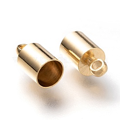 真鍮製コードエンドパーツ  カドミウムフリー＆鉛フリー  エンドキャップ  長持ちメッキ  コラム  24KGP本金メッキ  10.5x5.5mm  穴：1.8mm  内径：5mm&nbsp;KK-H759-41F-G