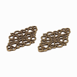 Tibetan Style Alloy Rhombus Filigree Joiners Links&nbsp;TIBE-5377-AB-FF