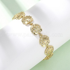 Brass Micro Pave Clear Cubic Zirconia Link Bracelets for Women&nbsp;BJEW-H209-09A-G