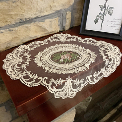 2Pcs Embroidered Vintage Polyester Lace Table Mat&nbsp;AJEW-CN0005-09A-01