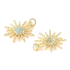 Brass Micro Pave Sky Blue Cubic Zirconia Pendants&nbsp;CU-CBA6938-04G-05