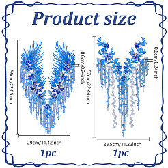 2Pcs 2 Styles Flower Pattern Polyester Lace Computerized Embroidery Ornament Accessories&nbsp;DIY-NB0014-56A
