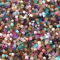 ガラス竹ビーズ  模造キャットアイ  シリンダー  カラフル  2x1.5mm  穴：1.2mm  約125000個/ポンド&nbsp;SEED-B001-03A-06